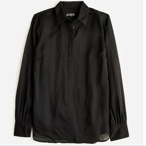 NWT Sheer Organza Button Up Shirt Size 6 Black